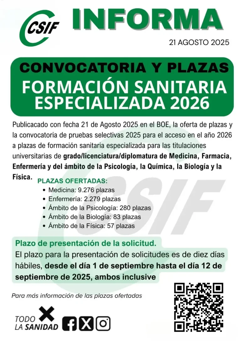 Fechas Clave para el Acceso a la Formación Sanitaria Especializada en 2026