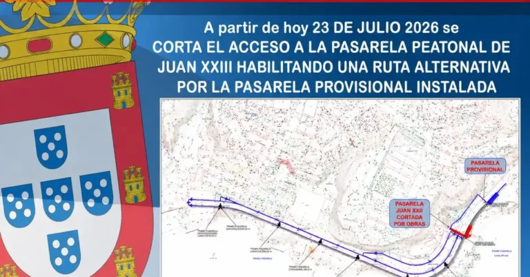 Cierre pasarela Juan XXIII Ceuta: obras, accesos alternativos y seguridad peatonal